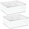 mDesign Plastic Craft Room Stackable Storage Box with Hinge Lid, 2 Pack, Clear